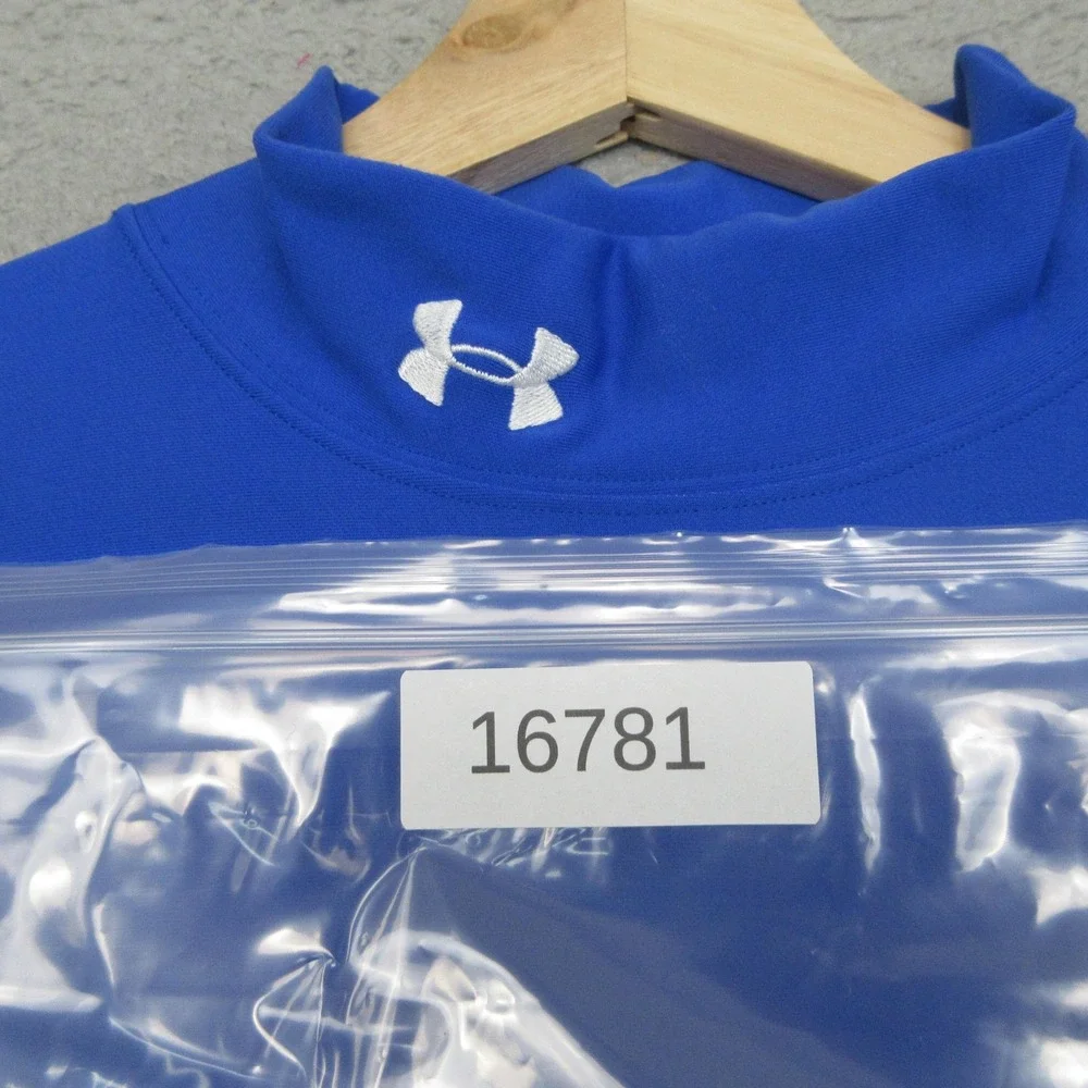 Vintage Under Armour Base Layer Shirt Mens XXL Blue Compression Mock Neck Y2K
